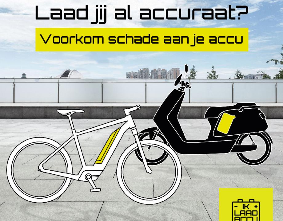 animatie van een fiets en scooter in een bebouwde omgeving